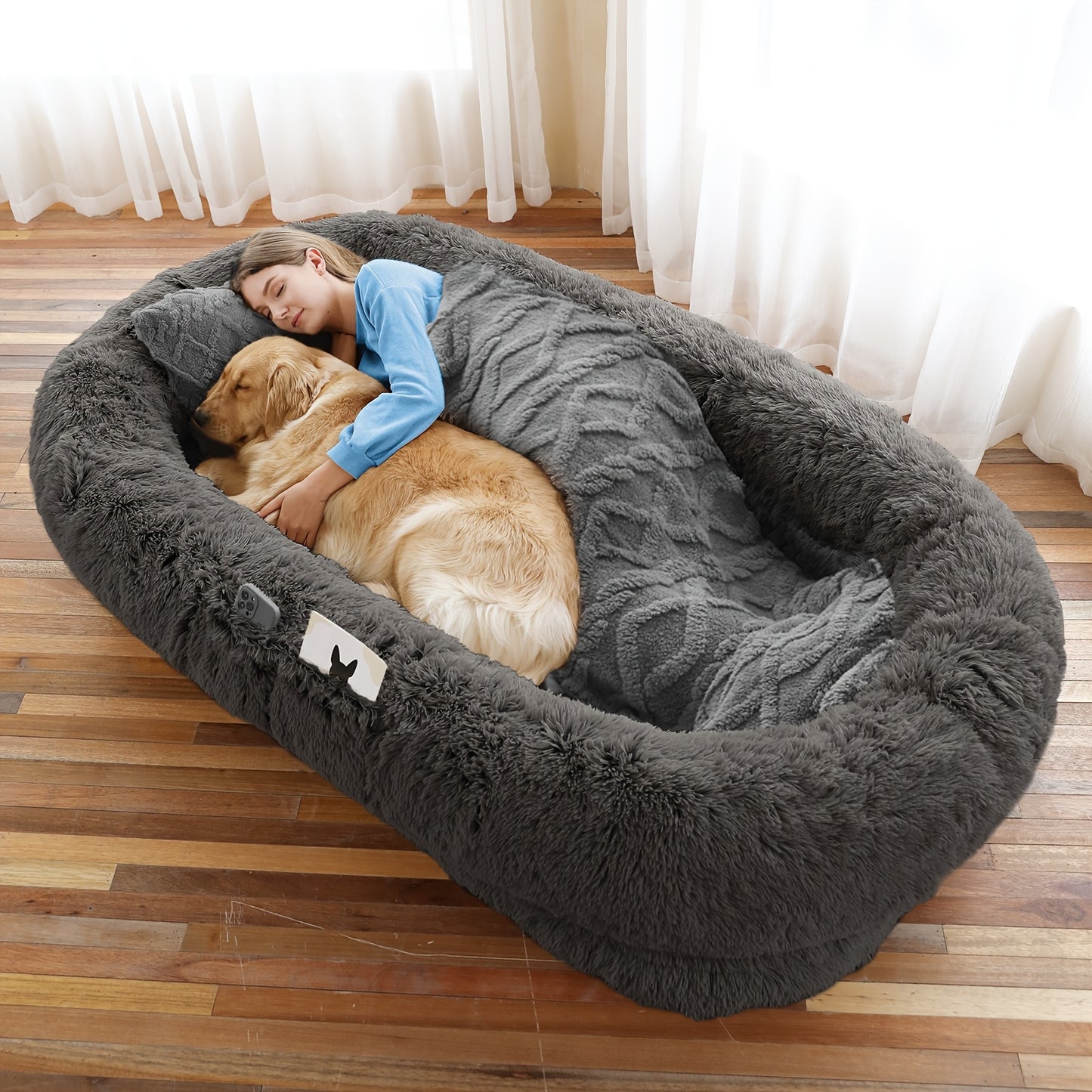 Cozy Plush Orthopedic Dog Bed with Pillow and Blanket