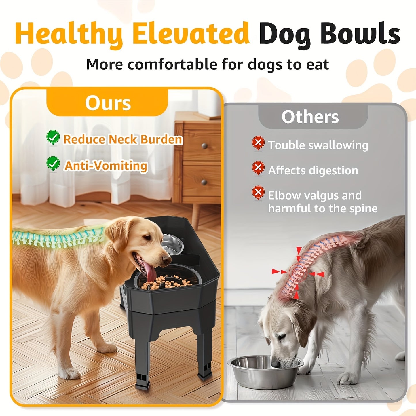 Home Relaxation Adjustable Height Elevated Dog Bowl Stand
