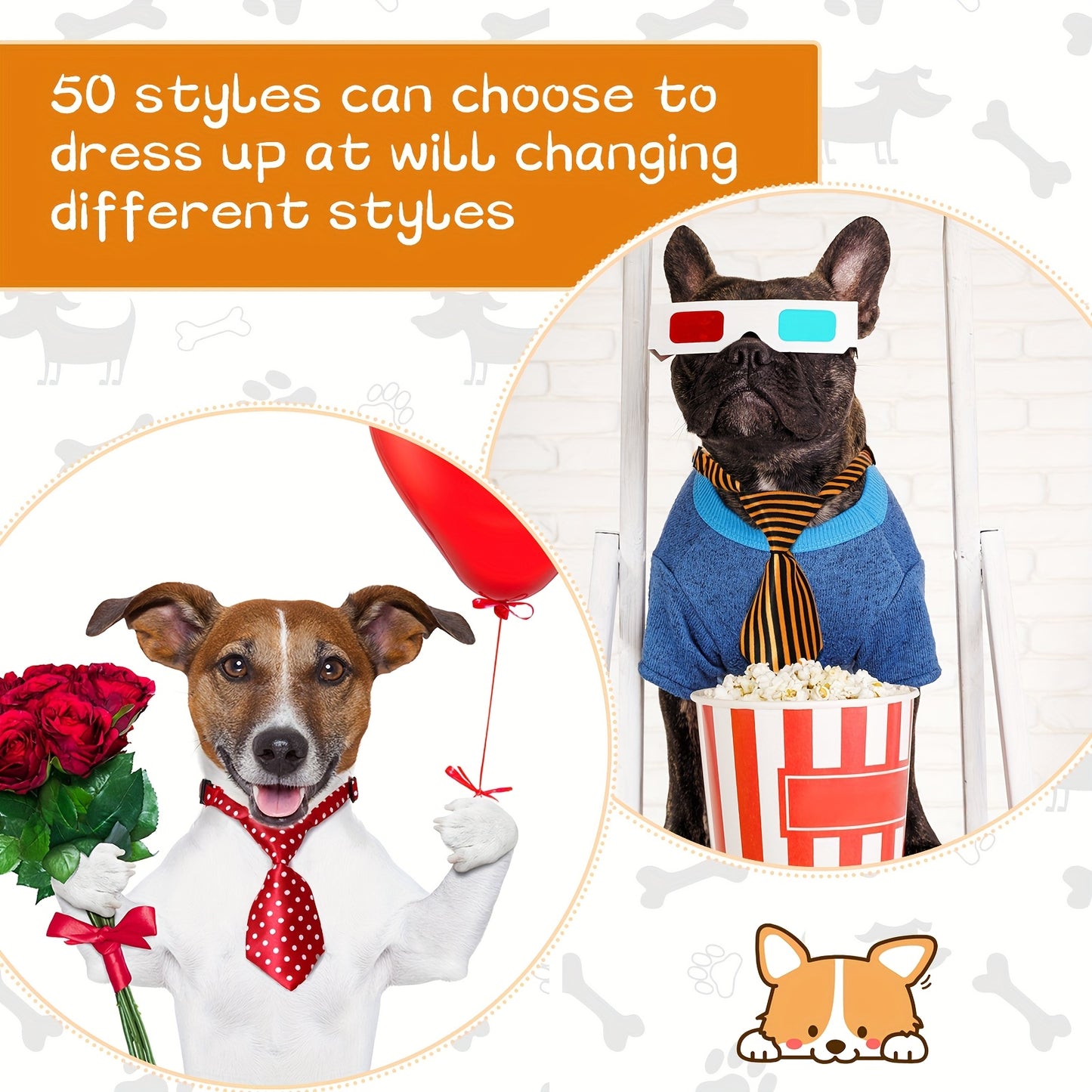 Adjustable Pet Bow Ties Assorted Patterns for Dogs and Cats