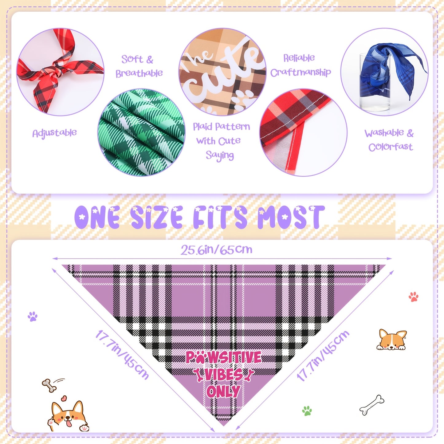 Cute Plaid Dog Bandanas Bulk for Stylish Pets