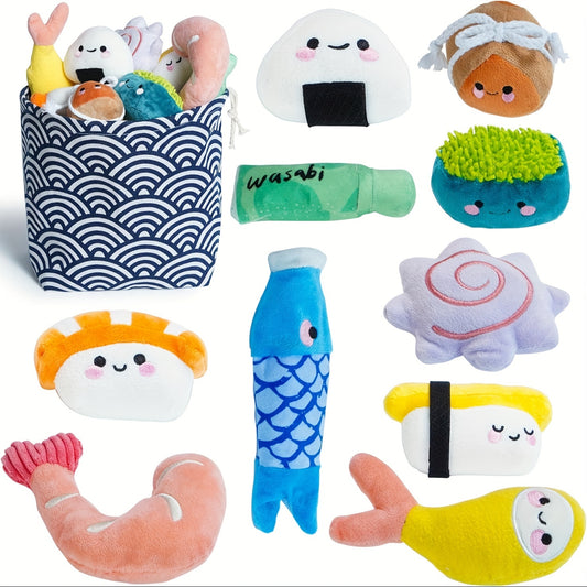 Nocciola Sushi Plush Dog Toys Set with Squeaky Chew Toys