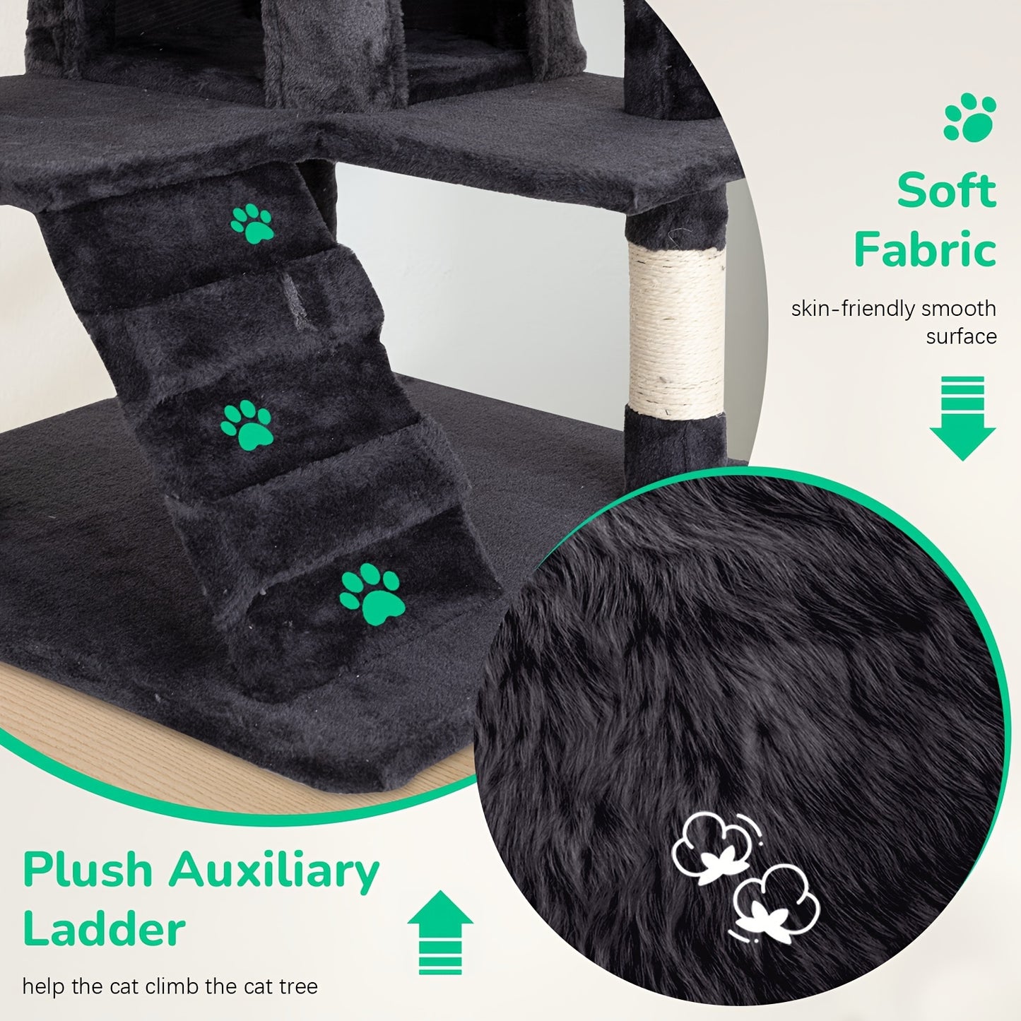 Multi-Level Cat Tree Tower 54/70 Durable Plywood Space Saving