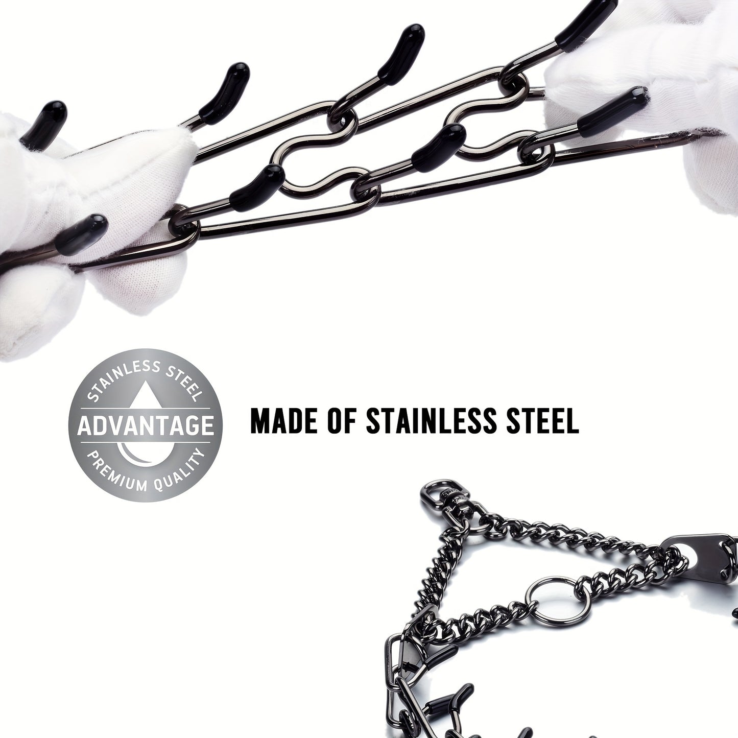 14 to 26 Inch Stainless Steel Chain Dog Collar Quick Release