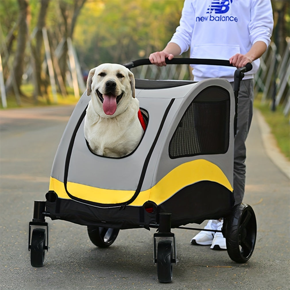 Foldable Dog Stroller Carrier with Lockable Wheels for Travel