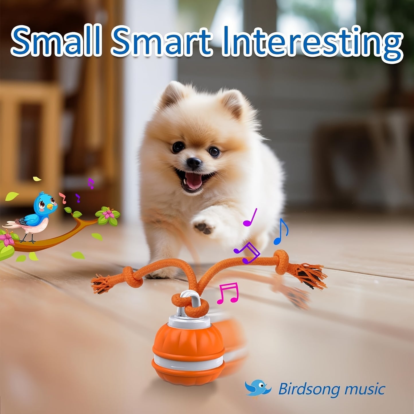 Interactive Motion-Activated Rolling Dog Toy with Holiday Design