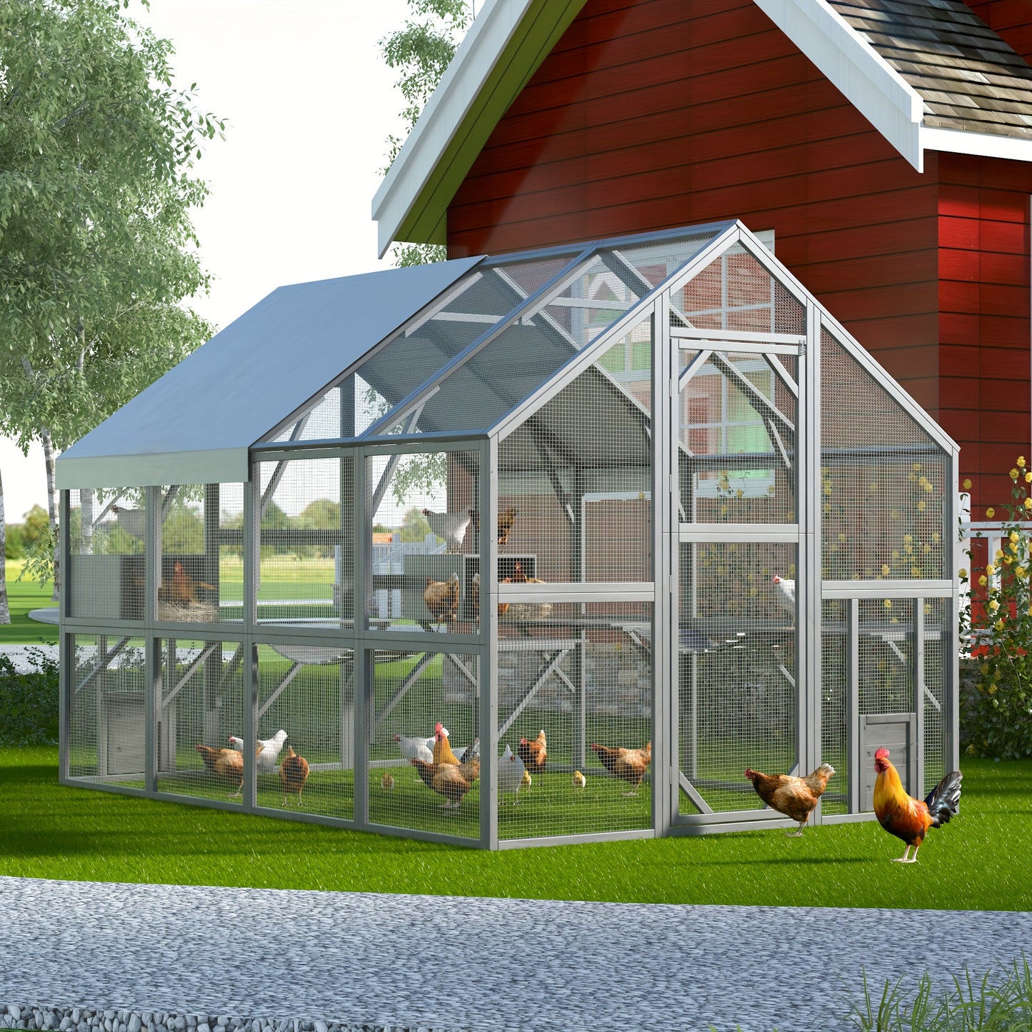 Spacious Outdoor Cat And Chicken Exploration Enclosure For Safety