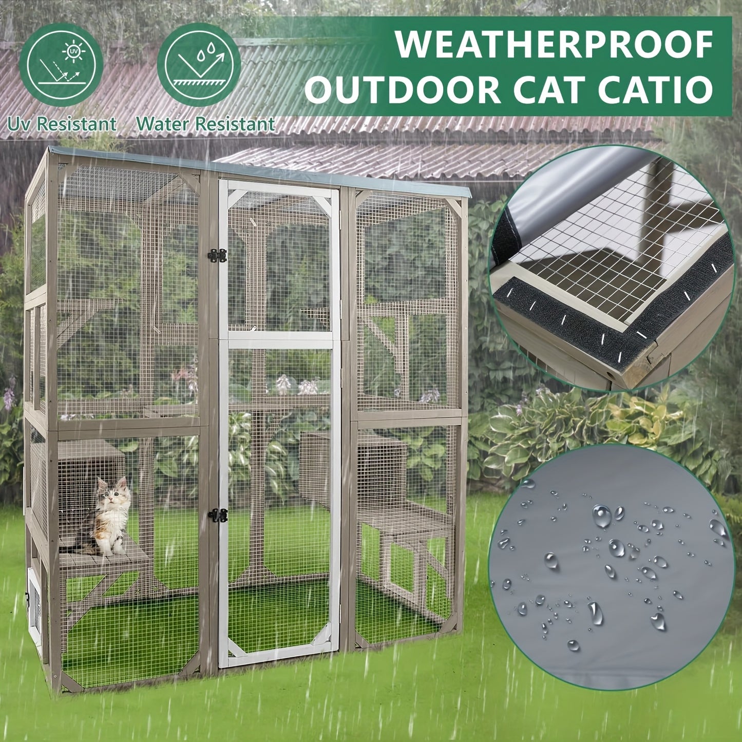Large Outdoor Cat Catio Enclosure With Multiple Access Points
