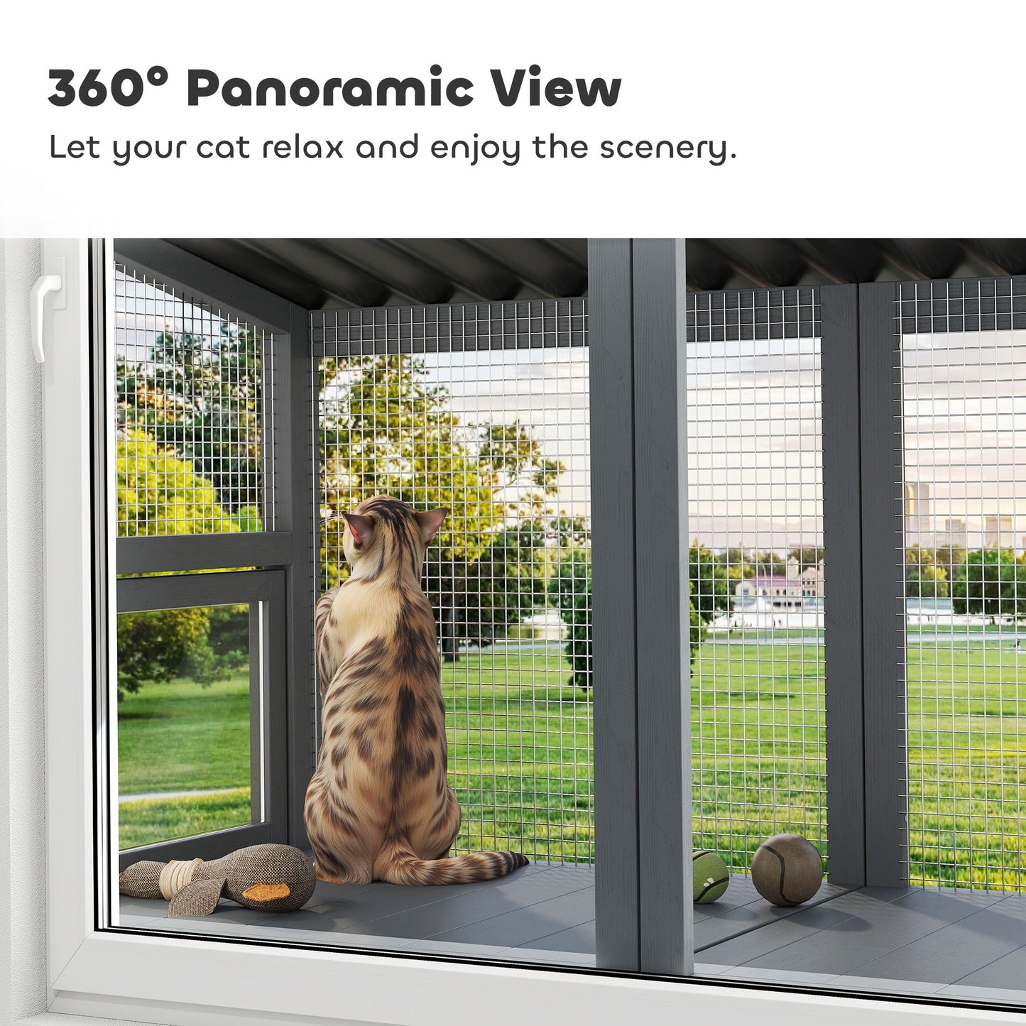 Outdoor Cat Enclosure Window Perch for Safe Nature Experience