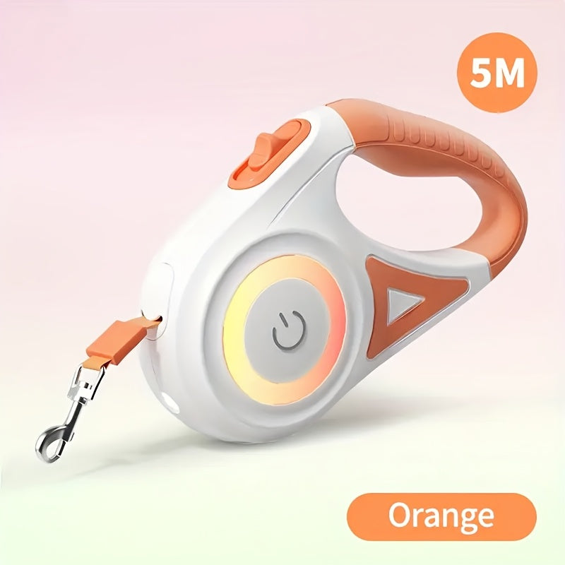 Retractable Dog Leash With RGB Lights For Night Walks
