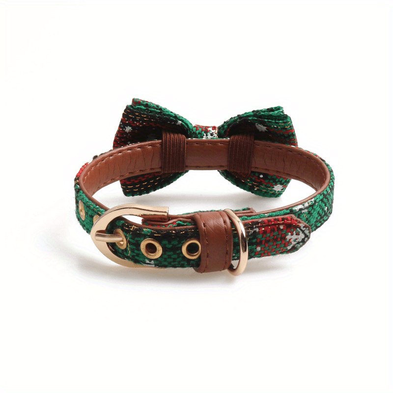 Christmas Plaid Pet Collar and Bandana Set for Festive Fun