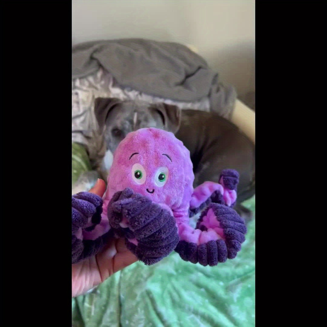 Durable Interactive Squeaky Plush Octopus Dog Toy Chew Resistant
