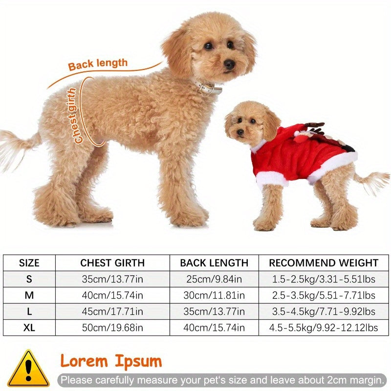 Festive Pet Santa Claus Reindeer Antlers Costume for Holidays