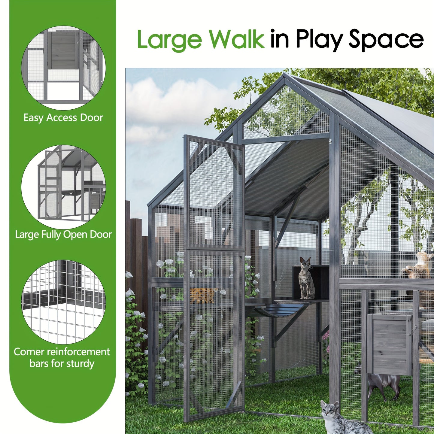 Spacious Outdoor Cat And Chicken Exploration Enclosure For Safety