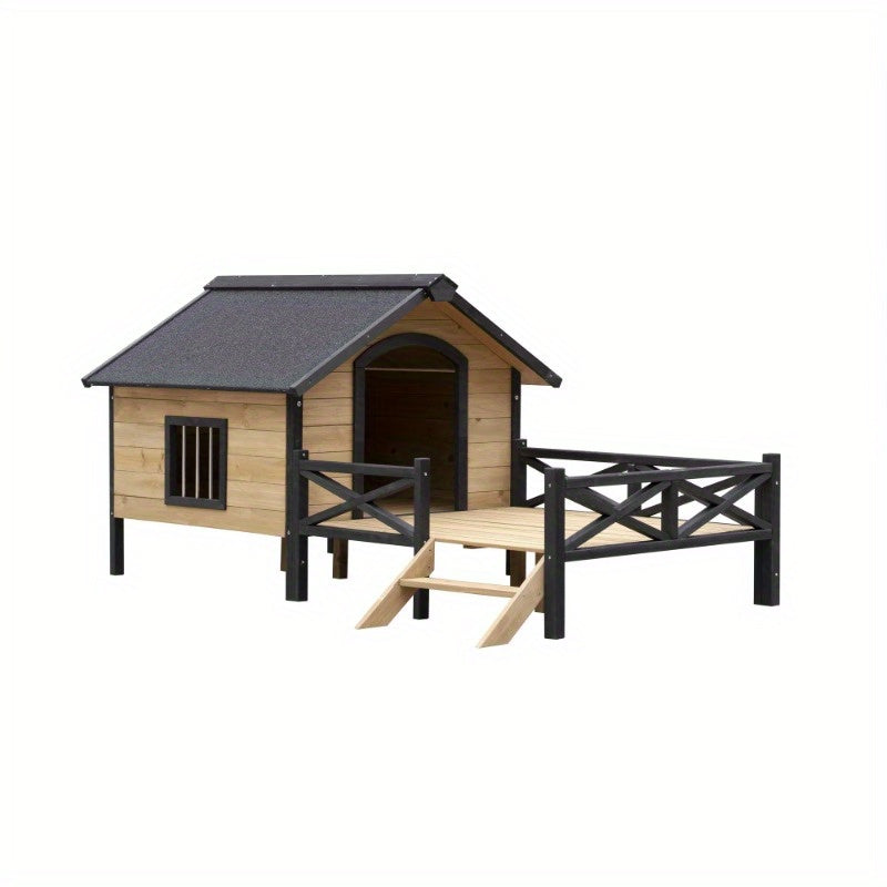 Wooden Dog Kennel with Porch for Outdoor Comfort and Style