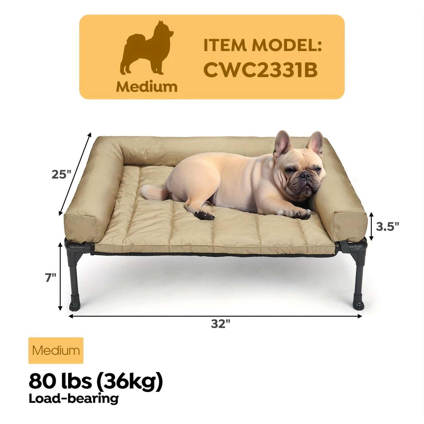 Veehoo Cooling Elevated Dog Bed with Removable Pillow-Top Mat