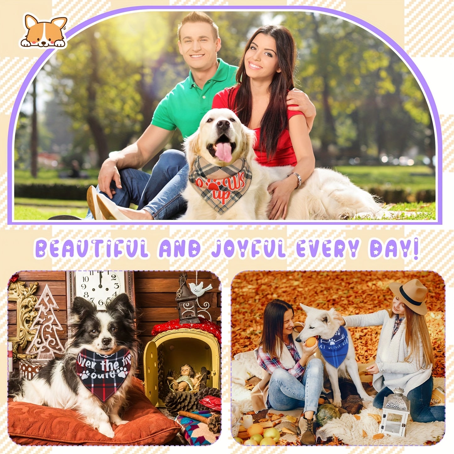 Cute Plaid Dog Bandanas Bulk for Stylish Pets