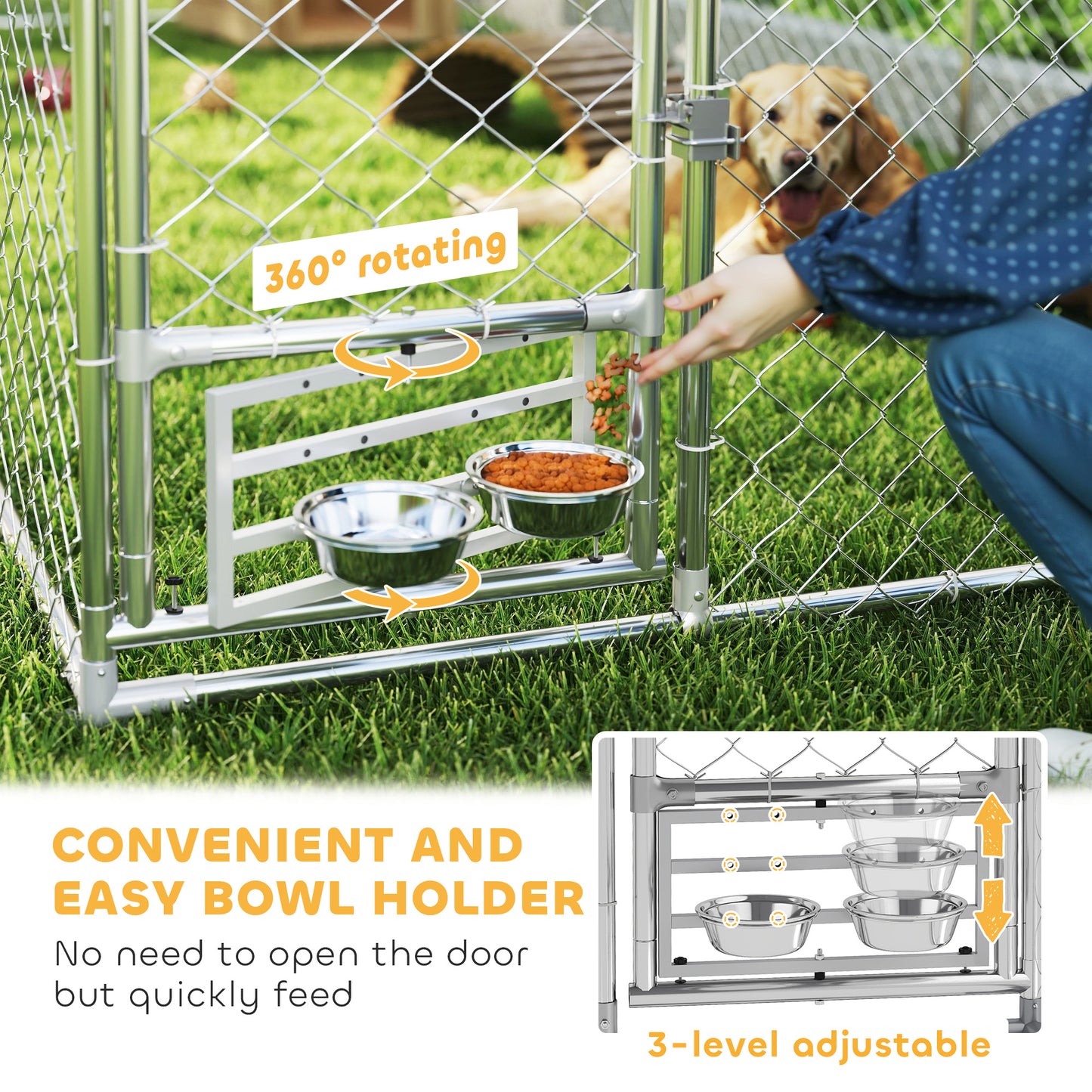 Heavy Duty Outdoor Dog Kennel with Secure Lock and Roof