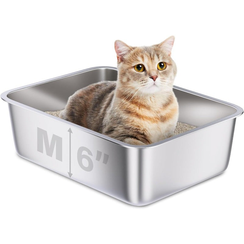 Stainless Steel Cat Litter Box for Easy Cleanup and Odor Control