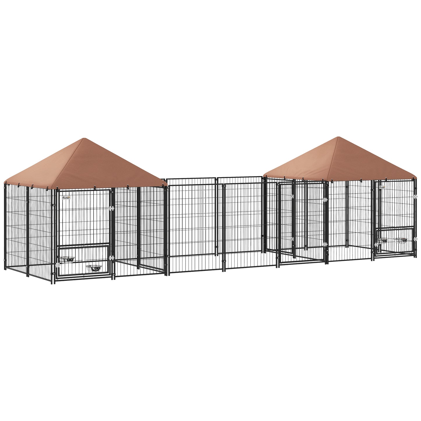 Spacious Outdoor Dog Kennel with Two Rooms and Canopy