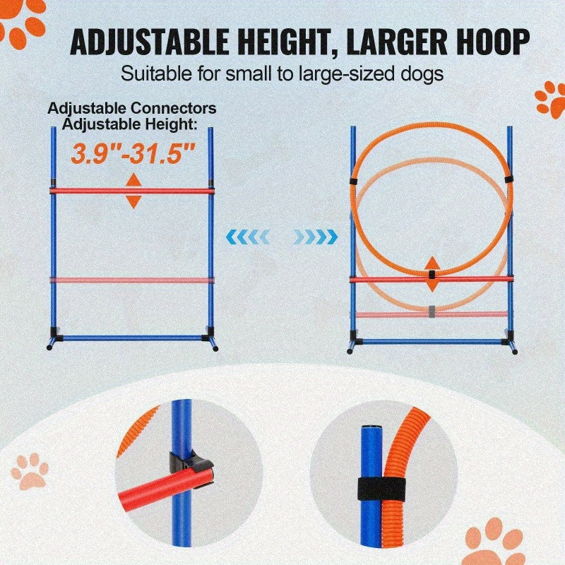 VEVOR 4pcs Dog Agility Training Set with Hurdles and Rings