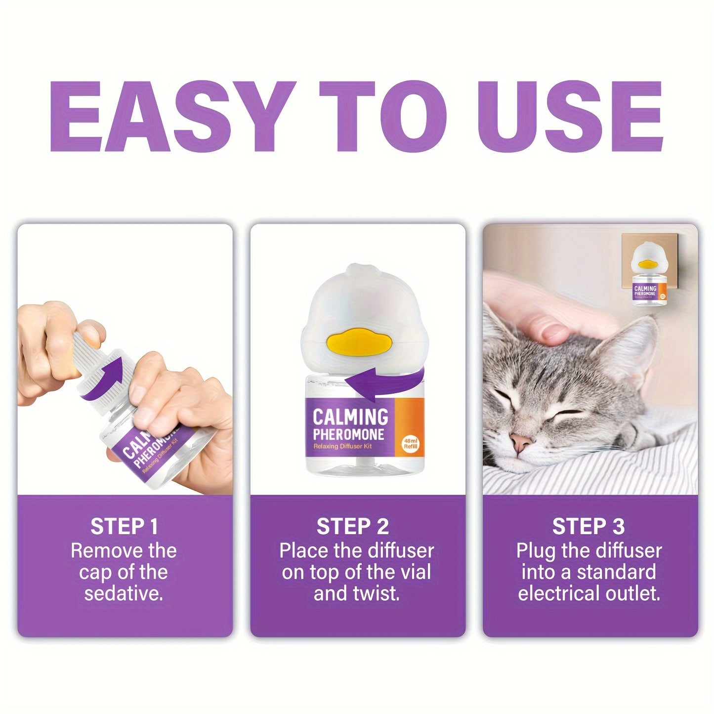 60 Days Supply 2x 48ml Refills Cat Pheromones Diffuser