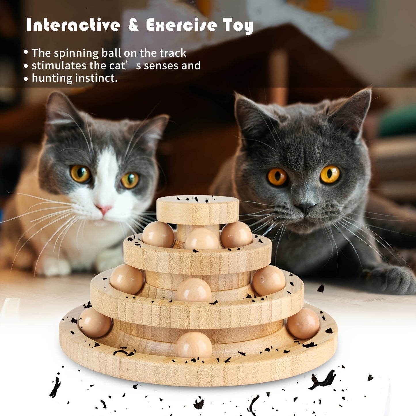 Interactive Cat And Dog Carousel Track Toy With Detachable Balls