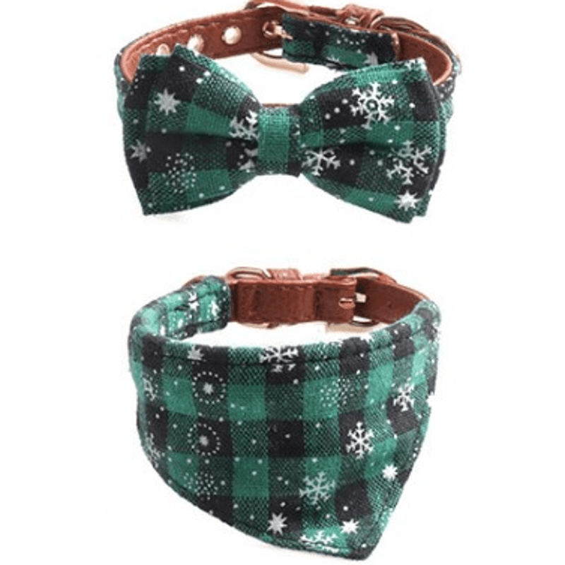 Christmas Plaid Pet Collar and Bandana Set for Festive Fun