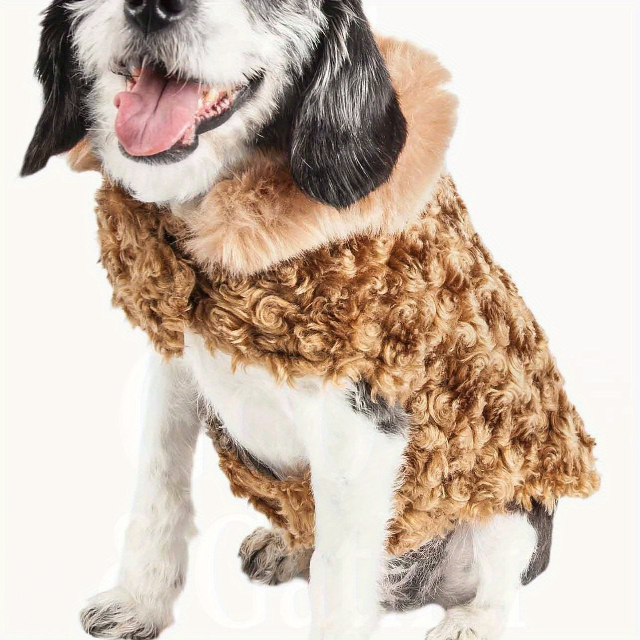 Luxury Shaggy Dog Coat with Faux-Fur Collar and Warm Lining