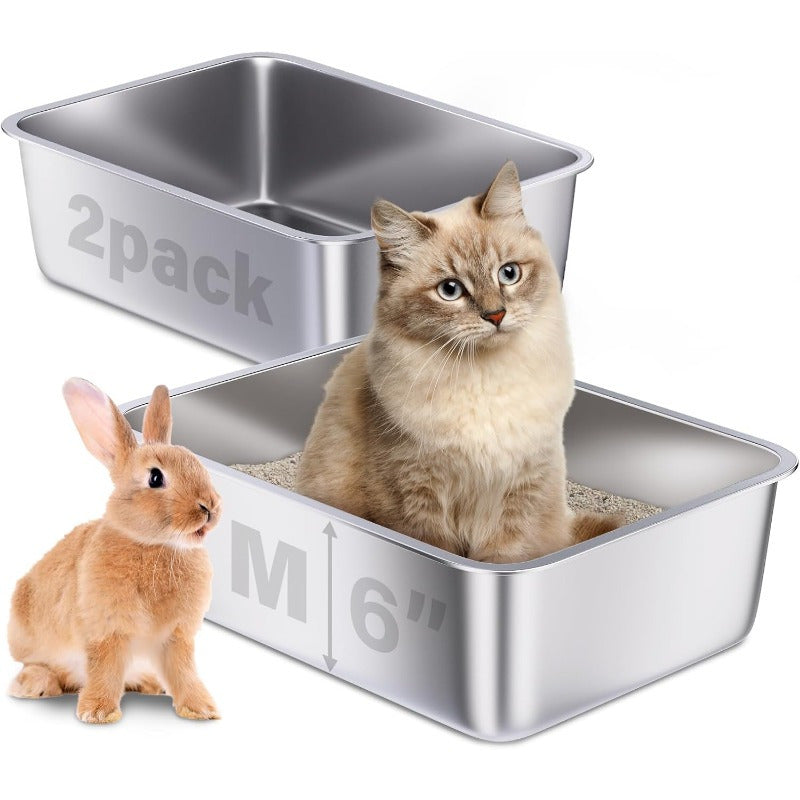 Stainless Steel Cat Litter Box for Easy Cleanup and Odor Control