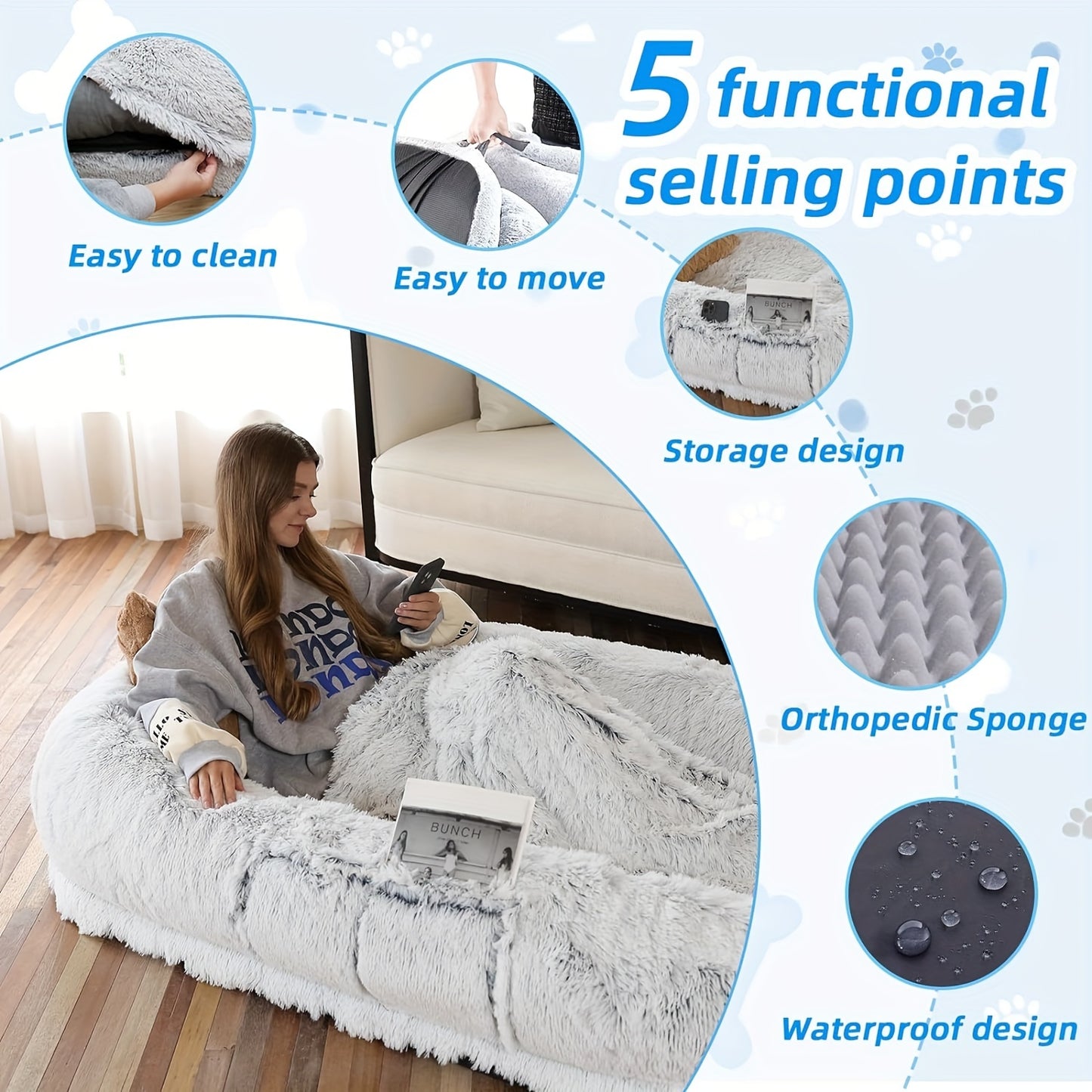 Cozy Plush Orthopedic Dog Bed with Pillow and Blanket