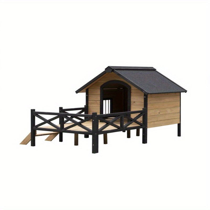 Wooden Dog Kennel with Porch for Outdoor Comfort and Style