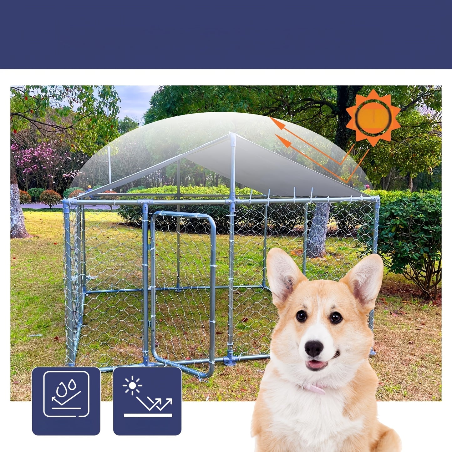 Heavy Duty Outdoor Dog Kennel With Waterproof Cover and Lock
