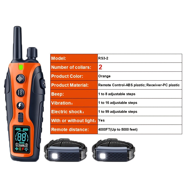 Dog Shock Collar 2 Dogs 15-150lbs Waterproof With Flashing Light