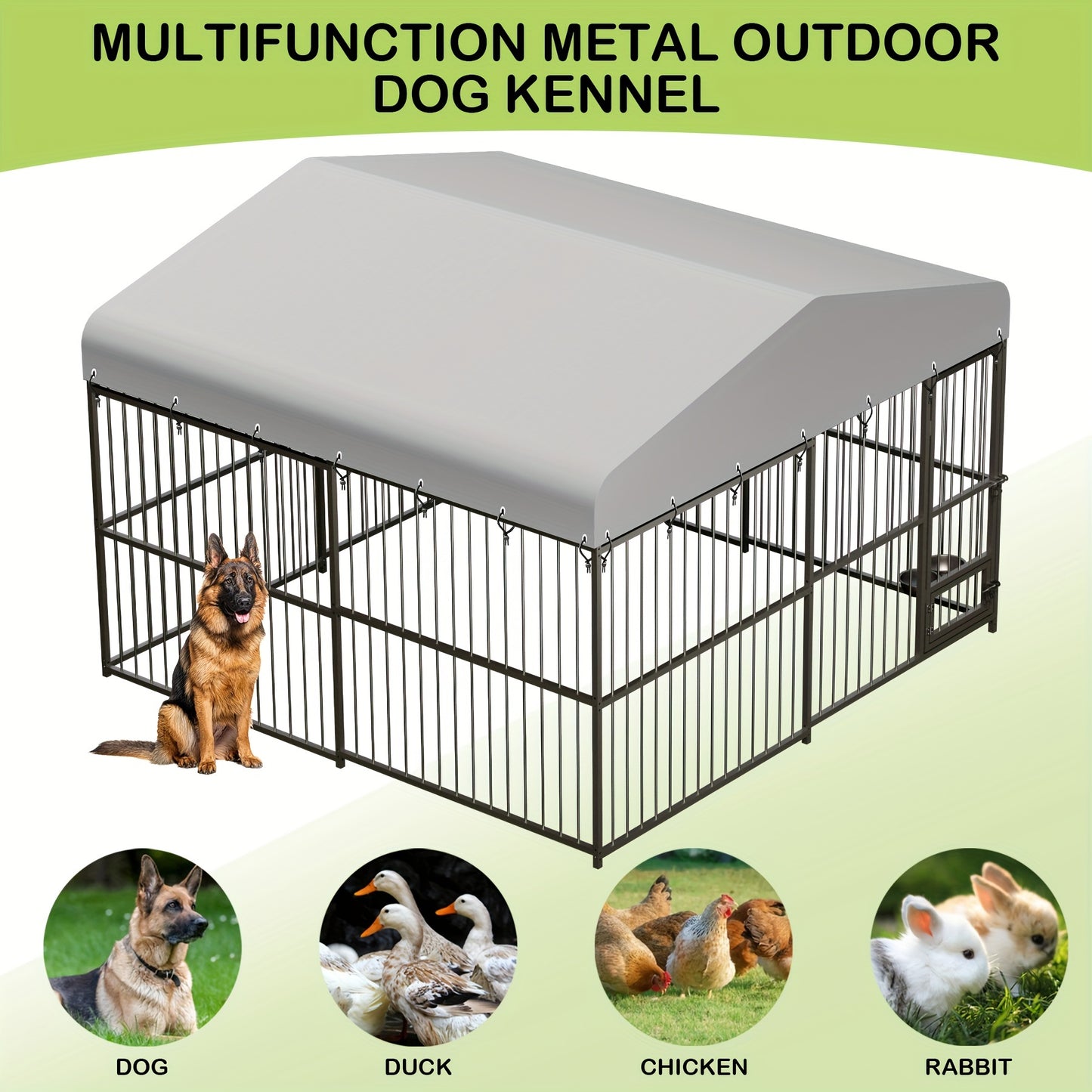 Heavy Duty Outdoor Dog Kennel with Waterproof Cover and Safety Locks