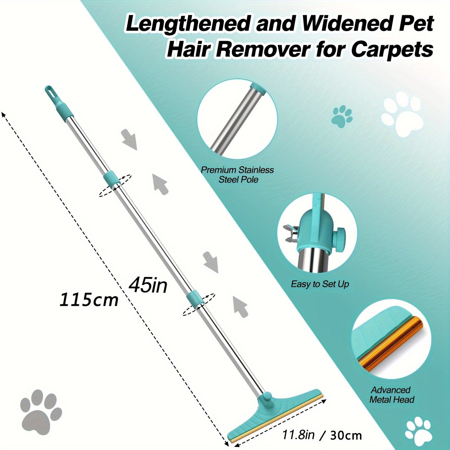 Pet Hair Brush Adjustable Removal Brush for Carpets