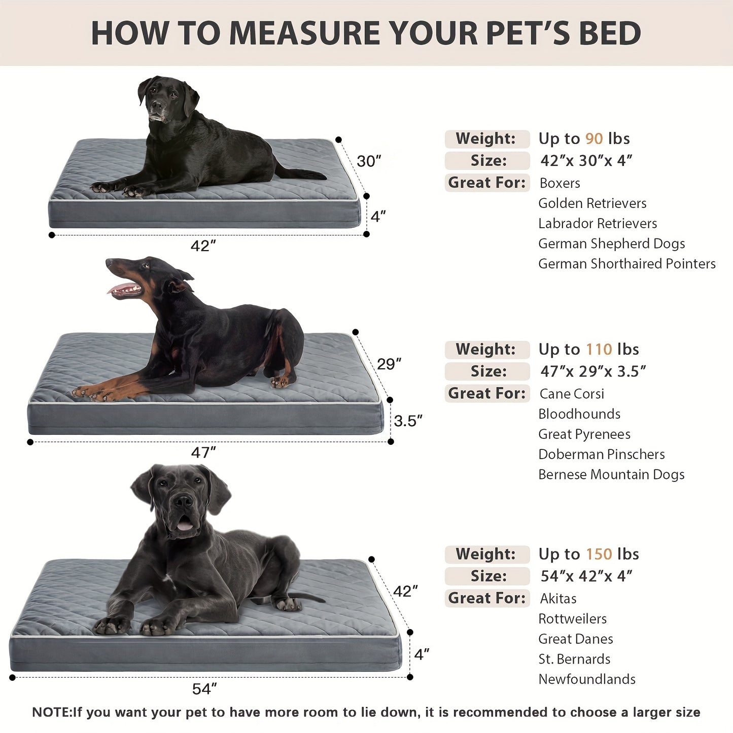 Extra Large Waterproof XL Pet Bed with Anti-Slip Bottom