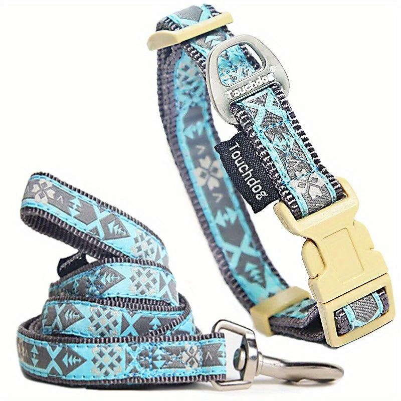 Touchdog Shape Patterned Tough Stitched Collar and Leash