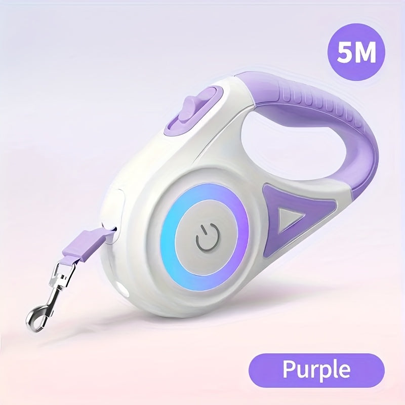 Retractable Dog Leash With RGB Lights For Night Walks