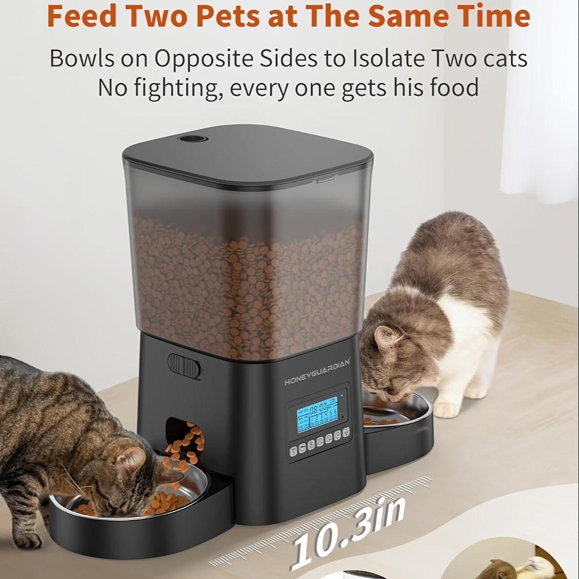 Automatic Cat Feeder With Double Bowls For Two Cats