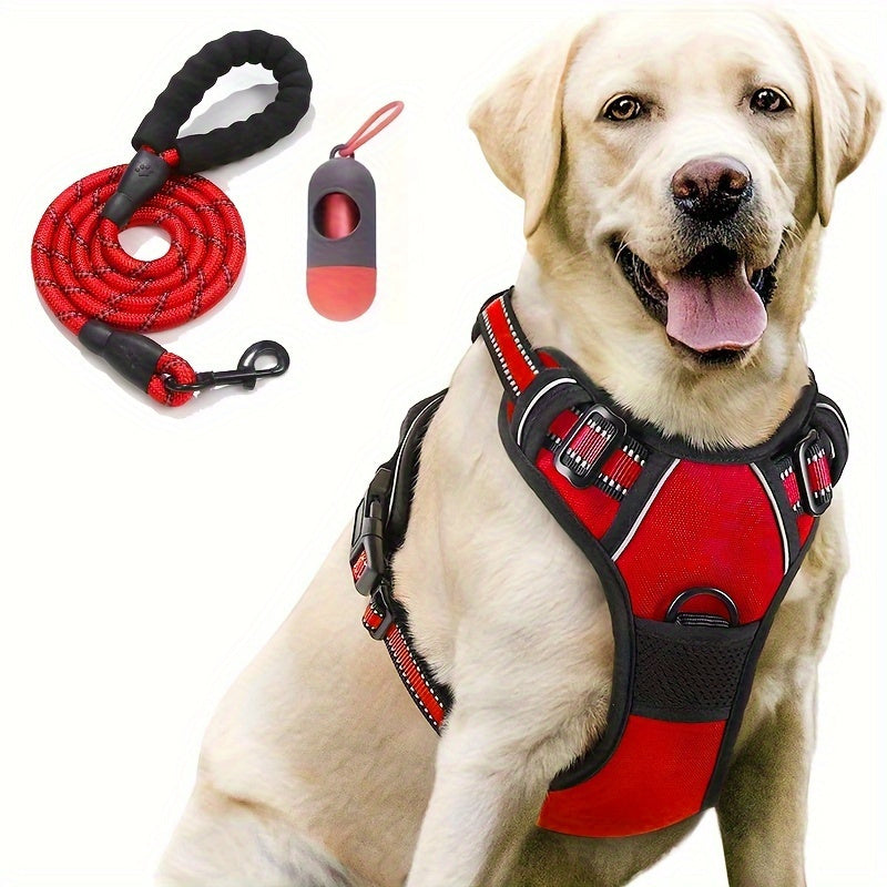 No Pull Dog Harness Set with Reflective Strips and Leash