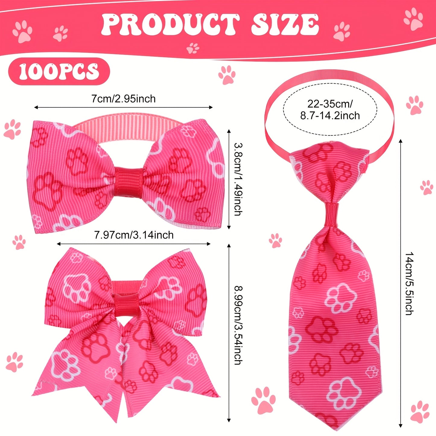 100pcs Dog Bow Tie Collar Set Adjustable Pet Accessories