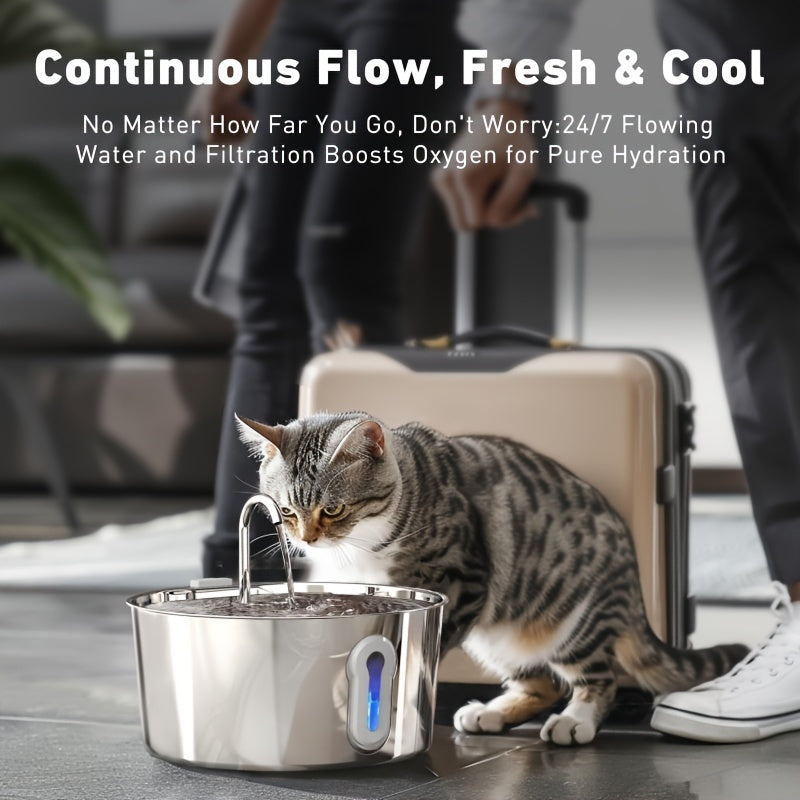 Stainless Steel Cat Water Fountain 135oz Automatic Pet Dispenser