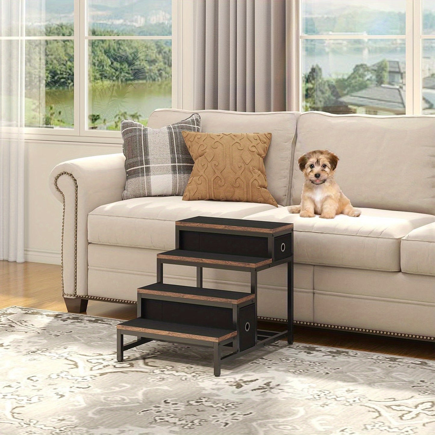 Pet Bunk Bed with Stairs and Storage for Dogs and Cats