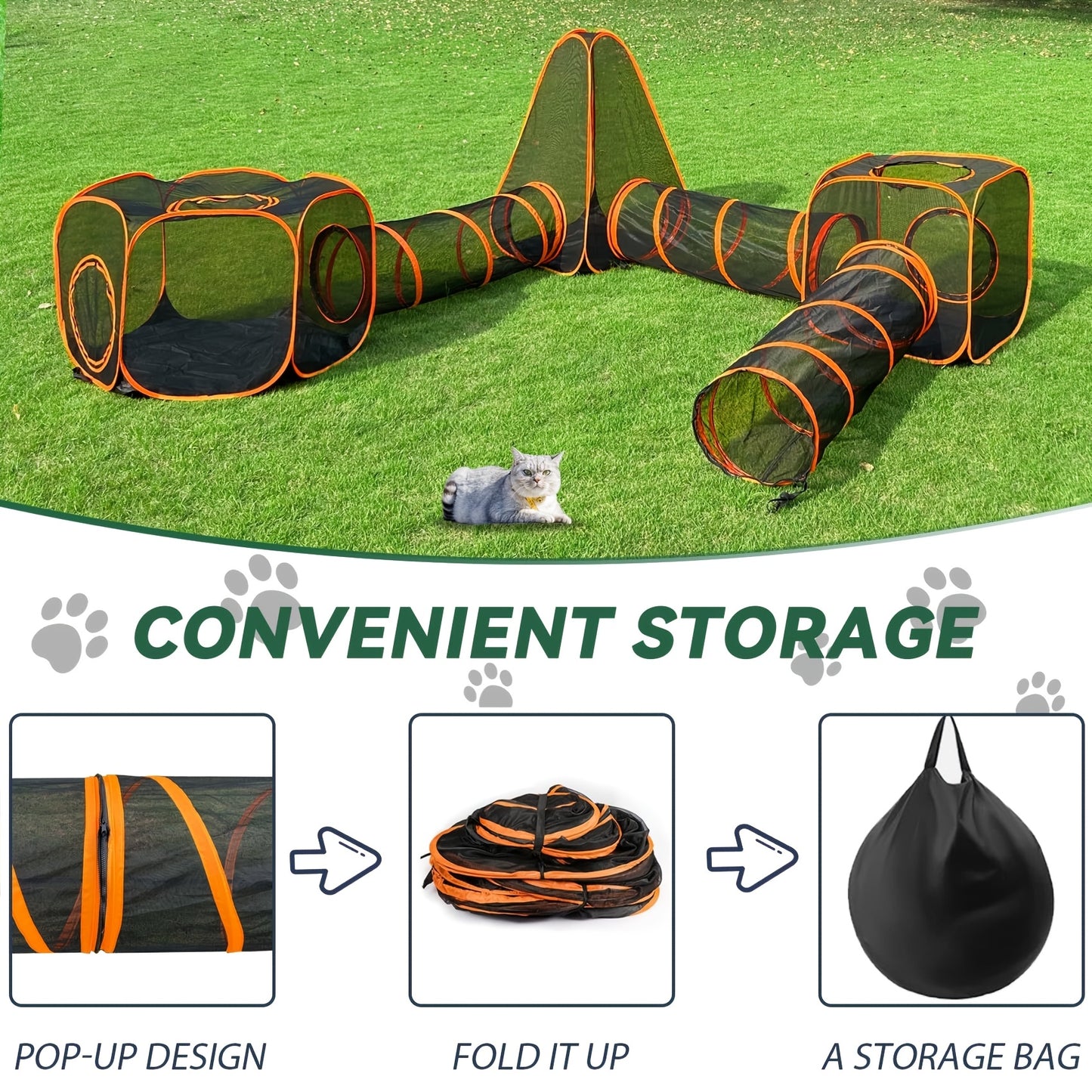 Portable Cat Enclosure 6-in-1 Outdoor Tent Mesh Playpen
