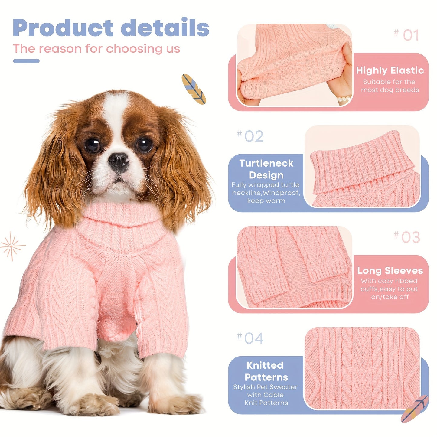 Cozy Turtleneck Dog Sweater for Small and Medium Breeds