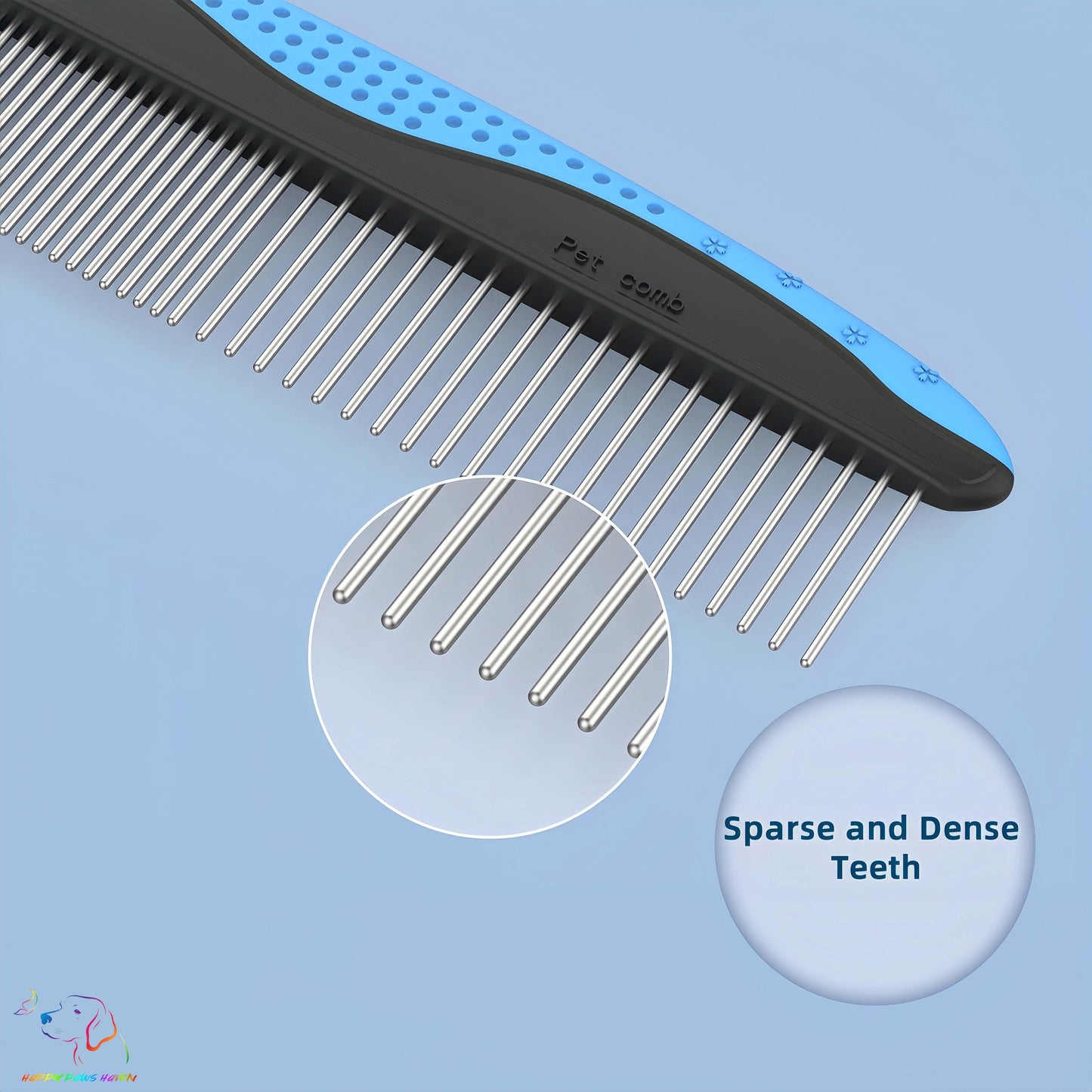Double-Sided Pet Grooming Rake & Dematting Comb Blue