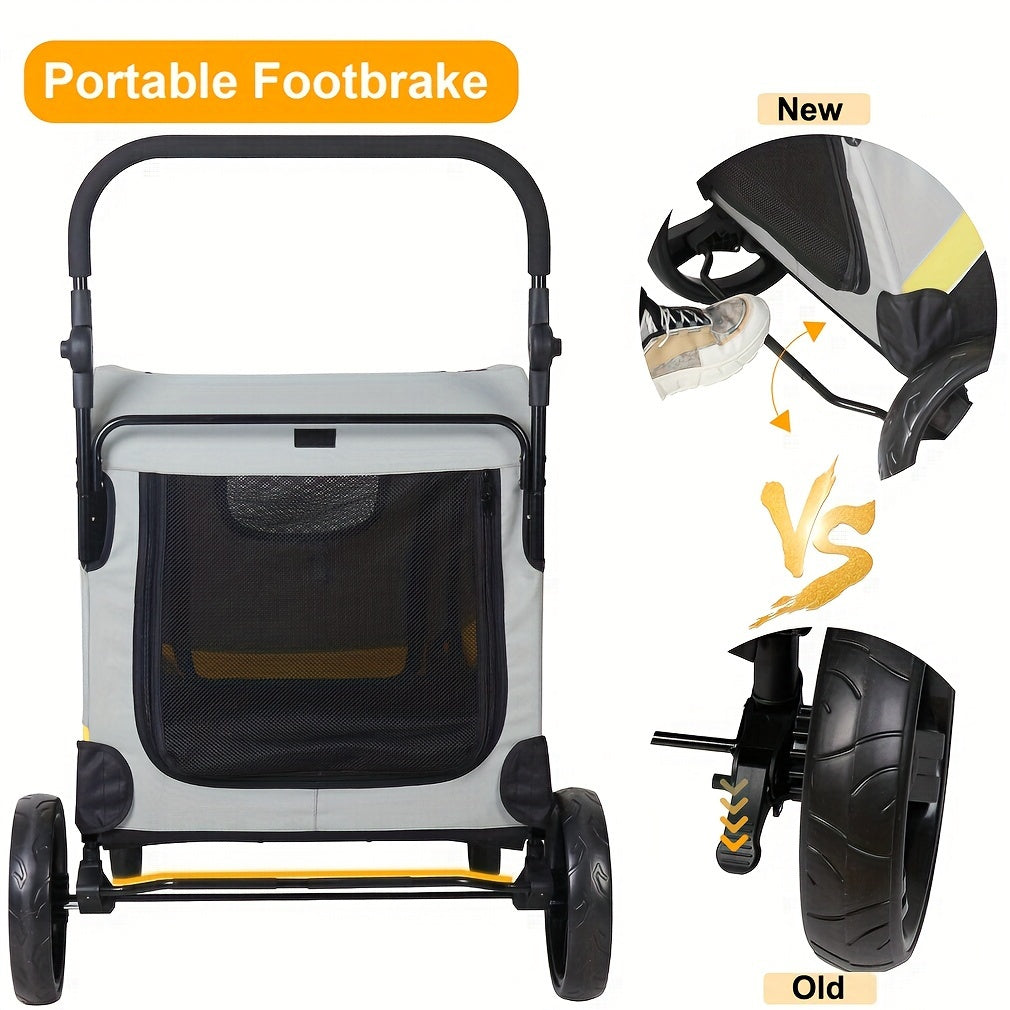 Foldable Dog Stroller Carrier with Lockable Wheels for Travel