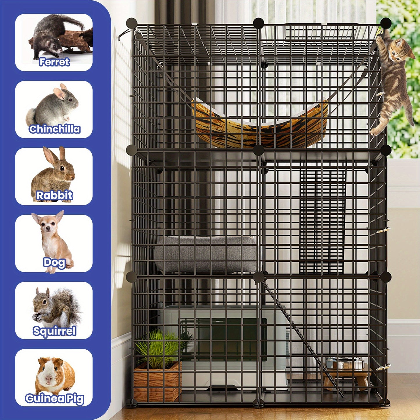 DIY Cat Enclosure with Hammock for Indoor and Outdoor Play