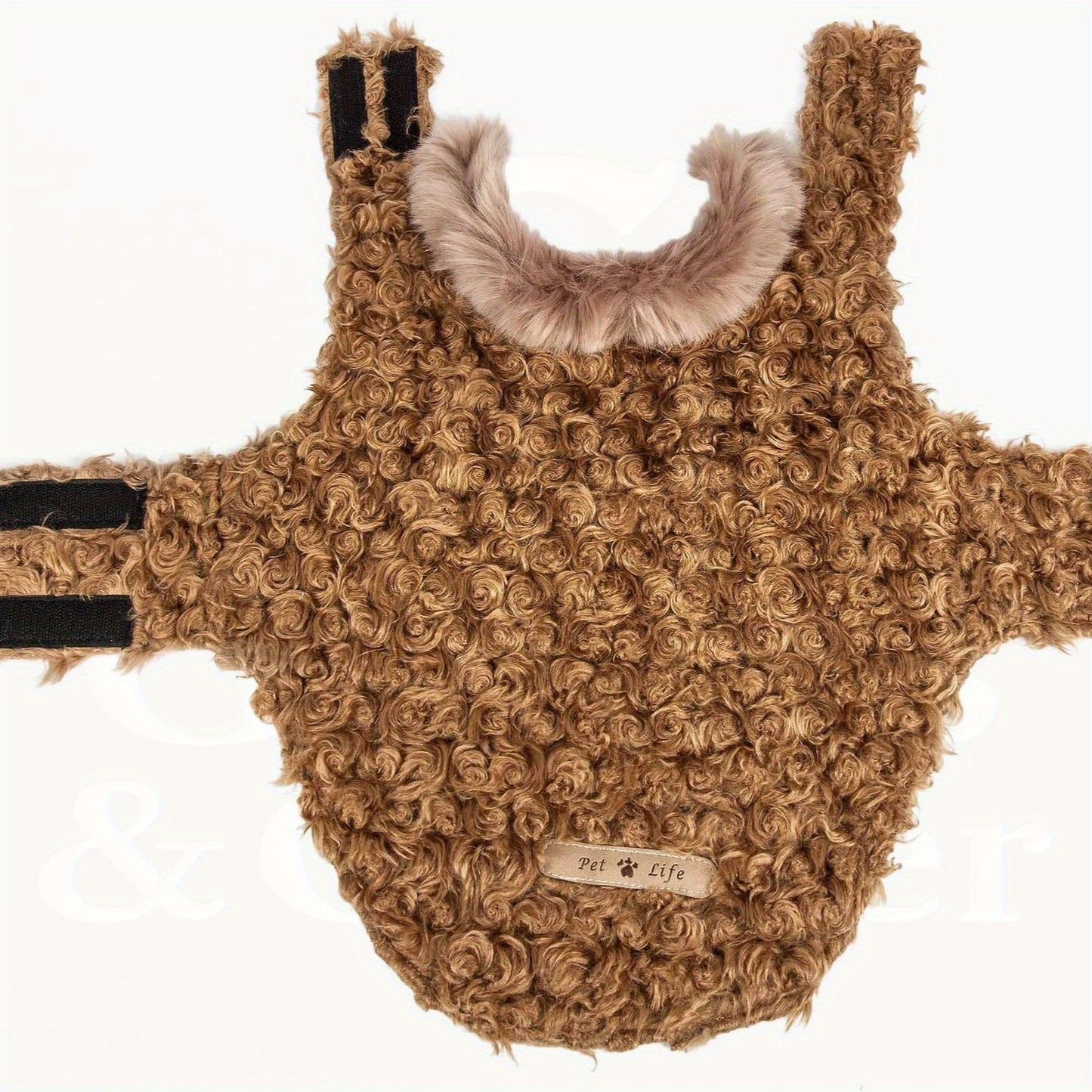 Luxury Shaggy Dog Coat with Faux-Fur Collar and Warm Lining