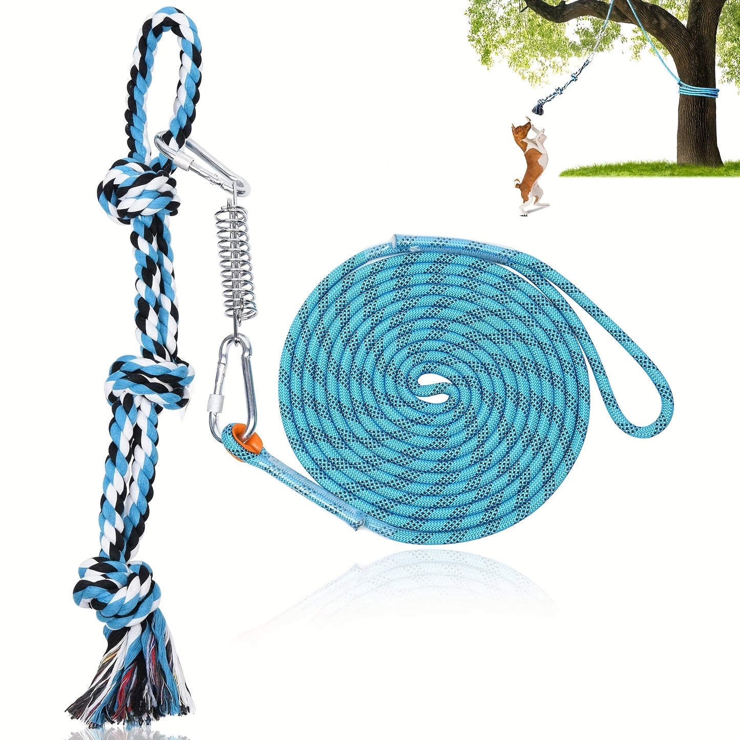 Blue Nylon Bungee Cord Interactive Dog Teaser Wand